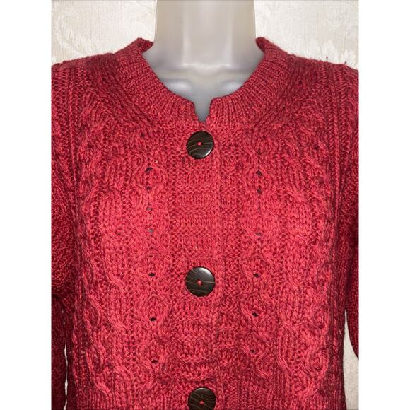 Shannon Woolen Mills 100% Merino Wool Button Long Sleeve Cardigan Size L - Picture 2 of 8